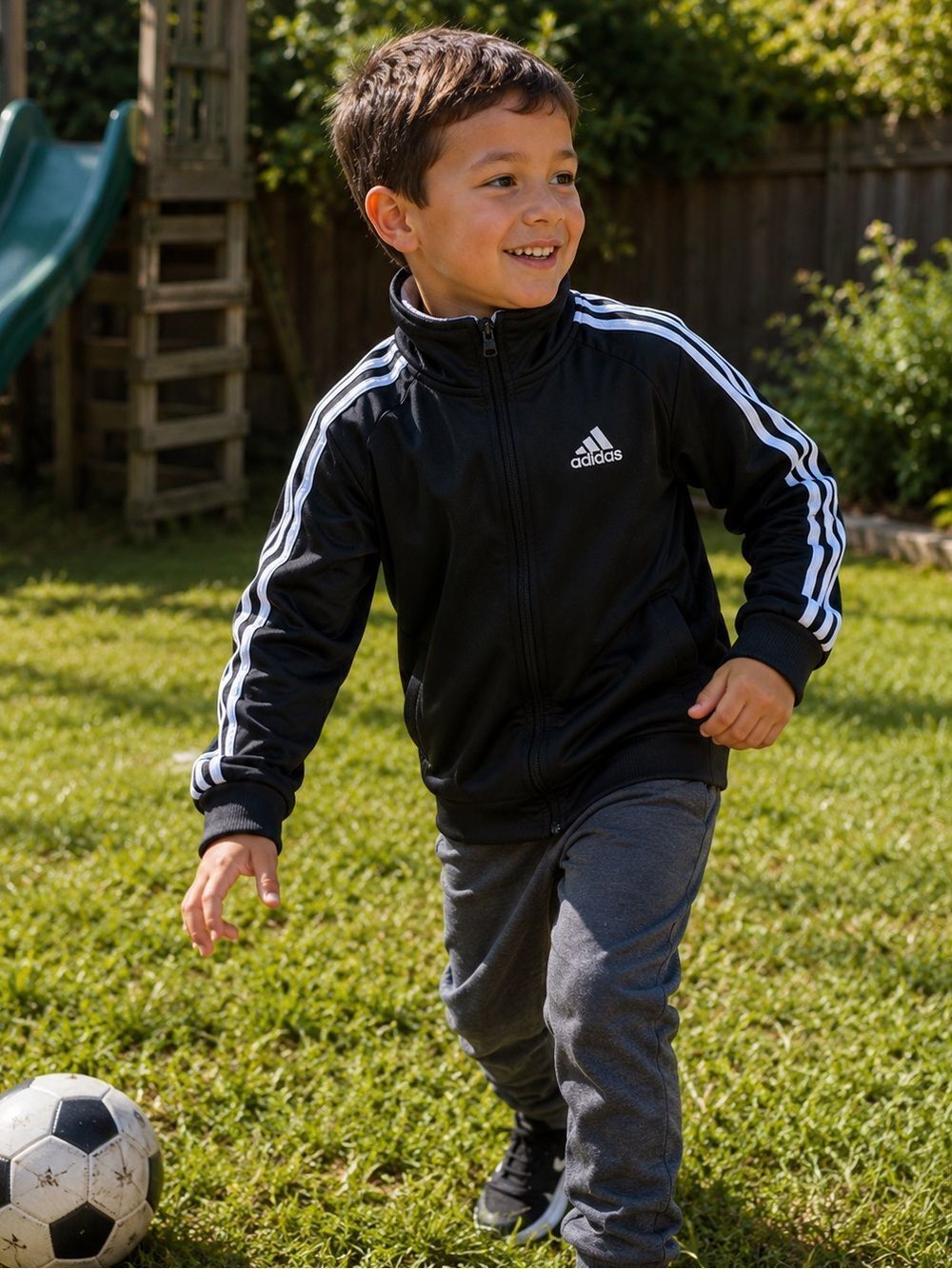 Adidas zippered jacket - black size 6 kids